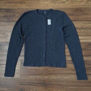 GAP New Ribbed Button Front Cardigan Sweater Navy Blue Women S Minimalist Basic